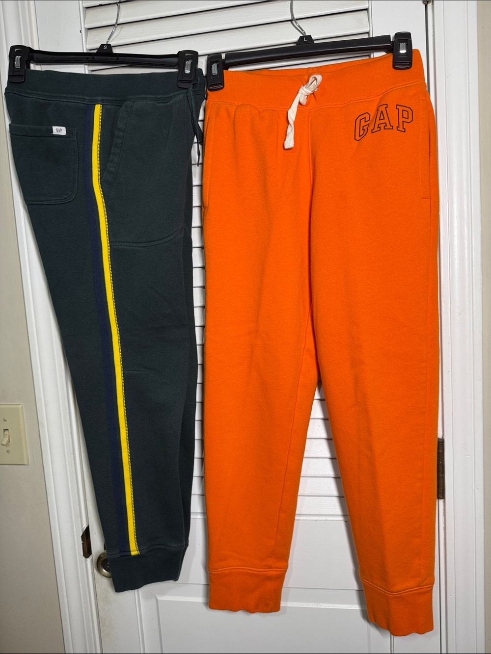 GAP Kids 2 Sweatpants… 1 Orange and 1 Forest Green with Yellow Stripe
